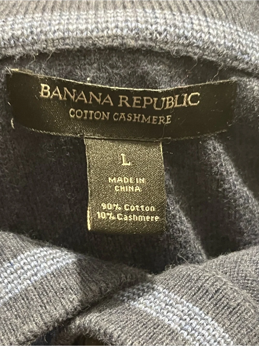 Banana Republic Men's Navy Blue Cashmere Cotton Knit Sweater Size Large